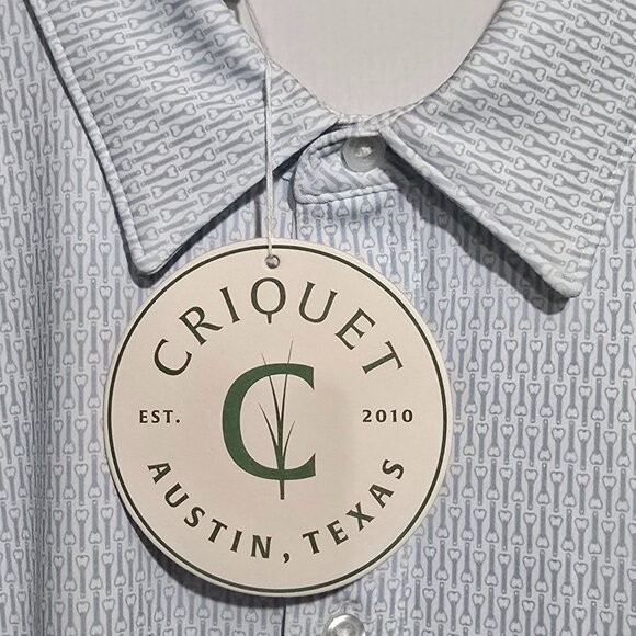 NWT - Criquet Performance Polo - Blue White BOTTLE OPENER - Sz L* - Picture 3 of 7